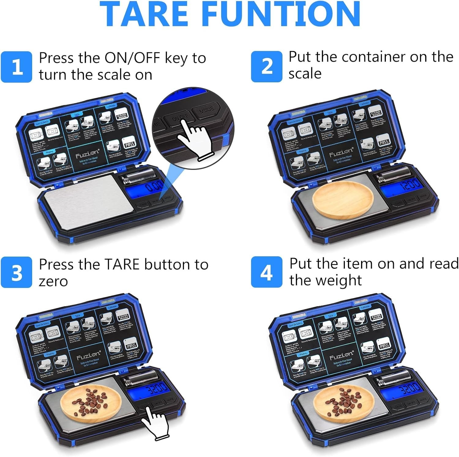 Stylish Blue 200g Gram Scale with TARE Function – Ideal for Precise Weighing