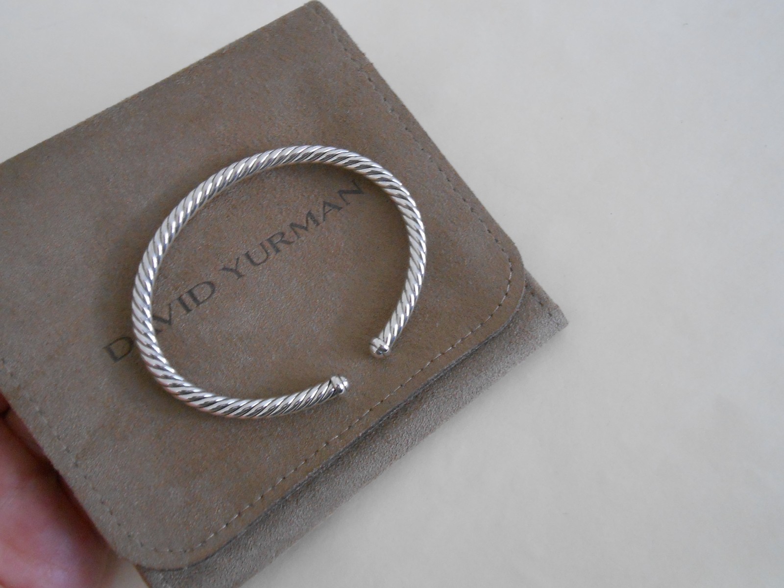 New David Yurman sterling Silver 4mm Cable Flex Bracelet 6.75″