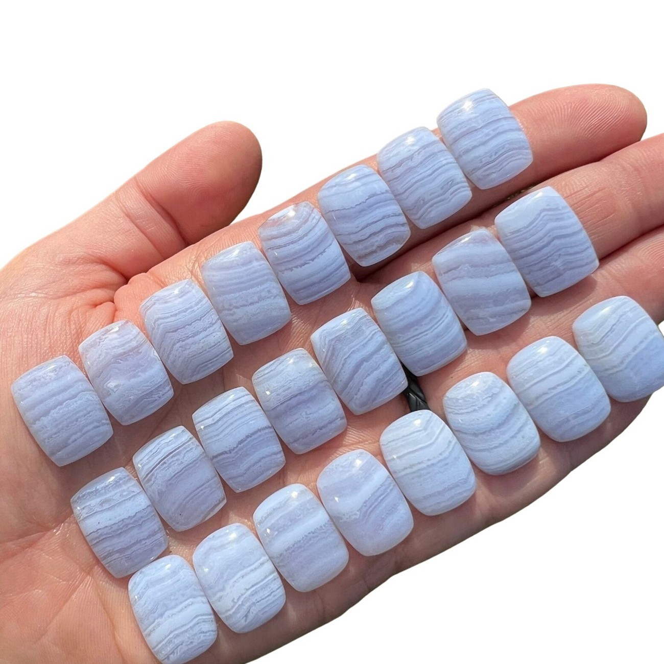Natural Blue Lace Agate Rectangle Cabochon 6x8mm To 12x16mm Loose Gemstone