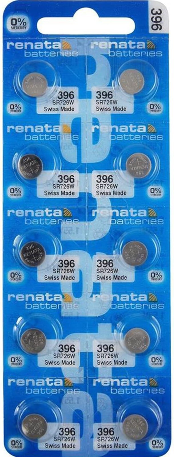 Ten (10) Renata 396 SR726W 1.55V Silver Oxide Watch – Made in Switzerland