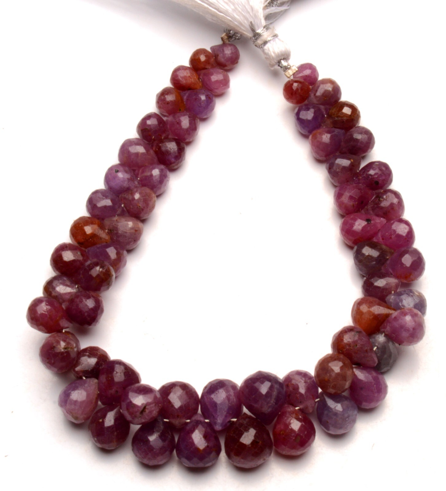 Natural Gem Myanmar Ruby Drop Cut Briolette 7×5 to 9×7 mm Size Jewelry Beads 8″