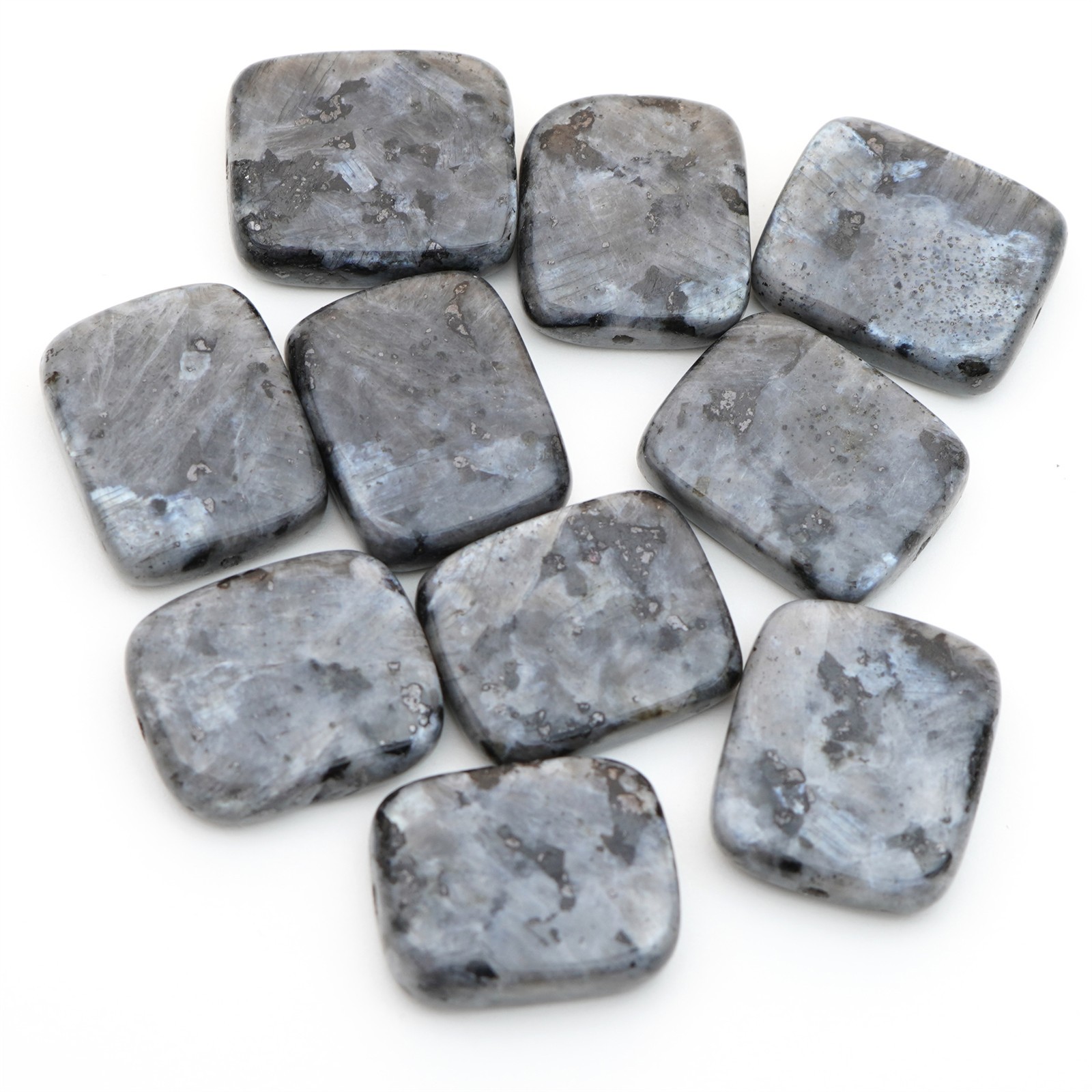 10 grey black flat rectangular Norwegian moonstone beads stone ranges 18mm 20mm