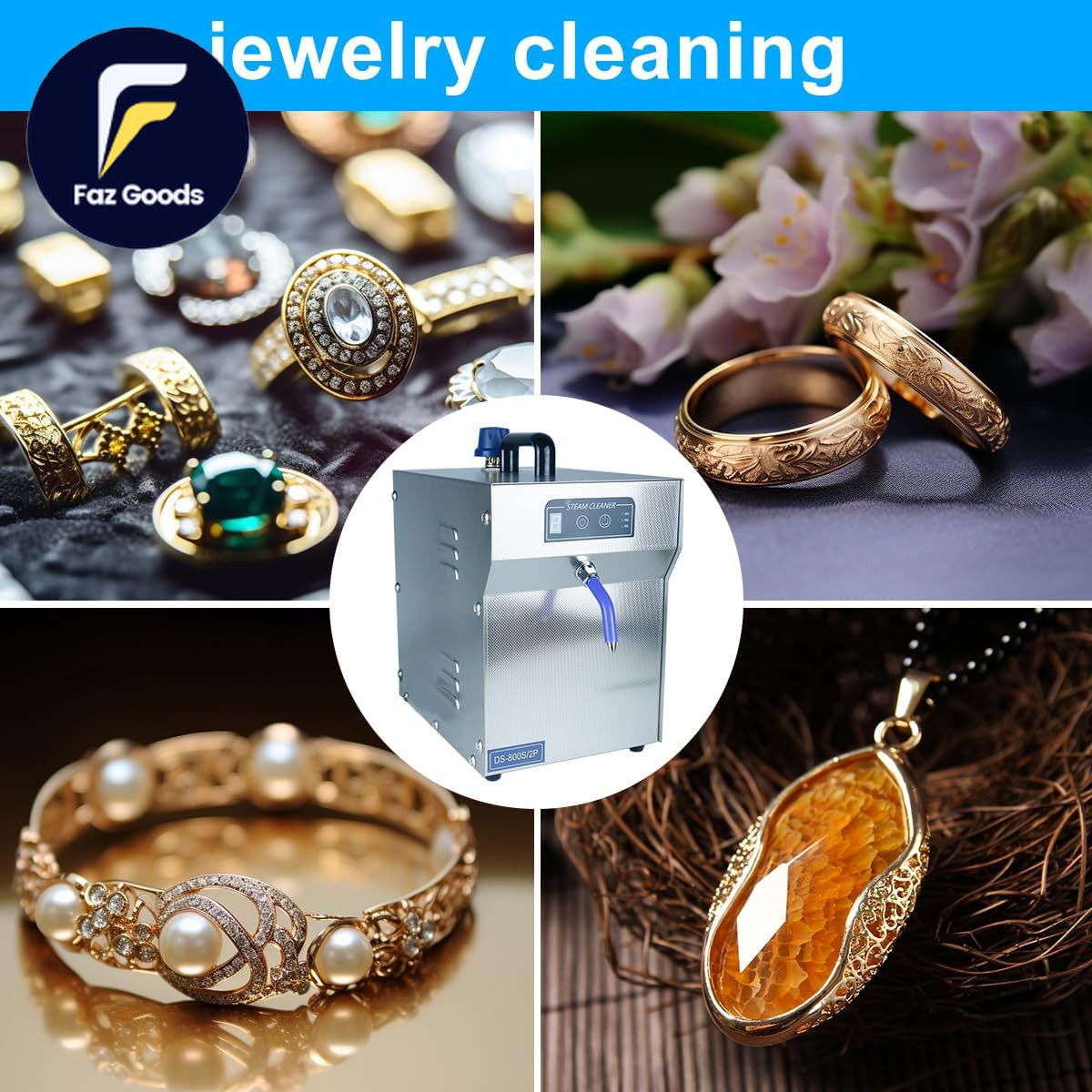 1300W Professional Jewelry Steam Cleaner 2L Stainless-Steel Jewelry Cleaning Mac