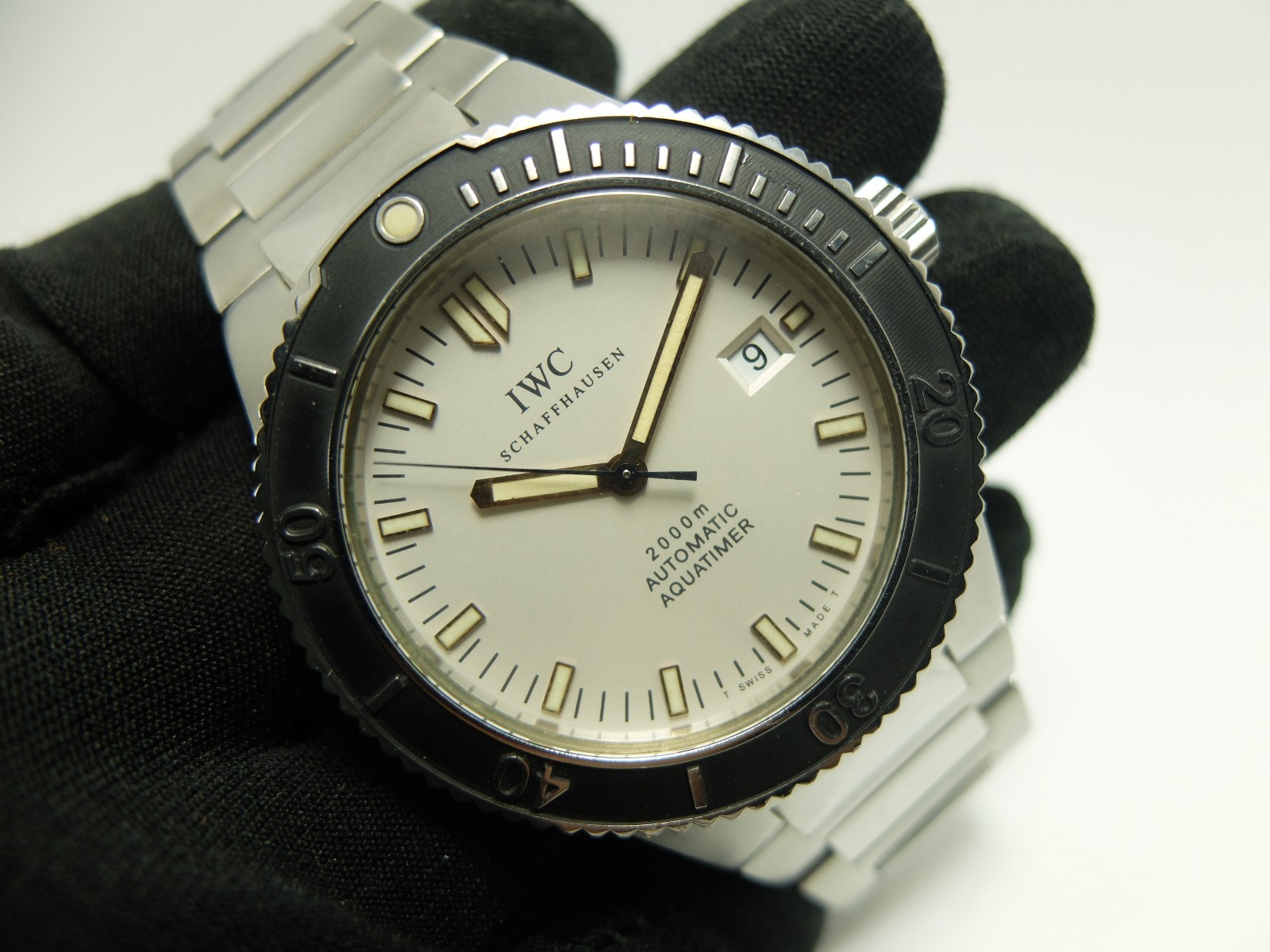 IWC Stainless Steel GST Aquatimer 3536-03 Rare White Dial Japan Diver Watch