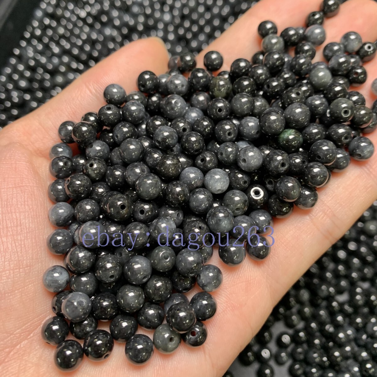 50-100PCS Myanmar natural jadeite A-grade black chicken material DIY (6mm）