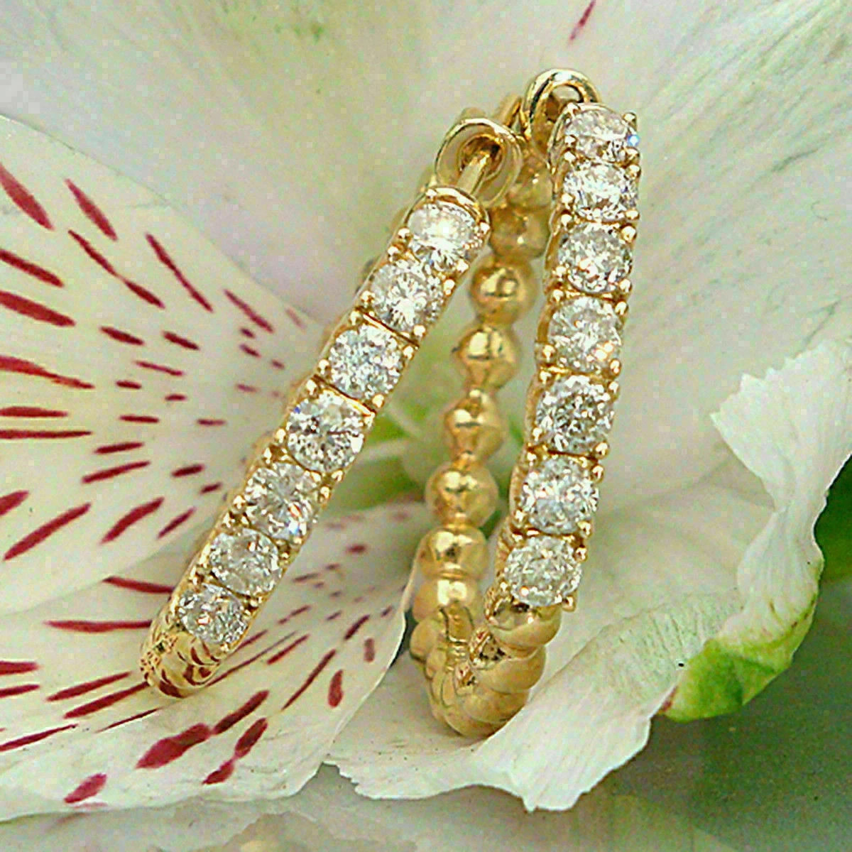 2.00Ct Round Cut Real Moissanite Huggie & Hoop Earrings 14K Yellow Gold Plated