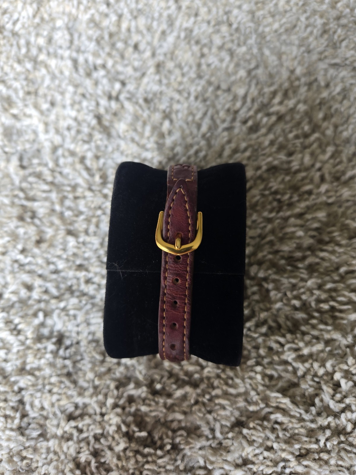 Lorus Quartz Mickey Mouse Dial Rectangle Gold-Tone Watch Brown Leather Strap