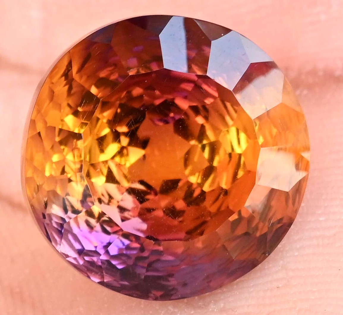 21.70 Ct Untreated Flawless Natural Bi-Color Ametrine Round Certified Gemstone