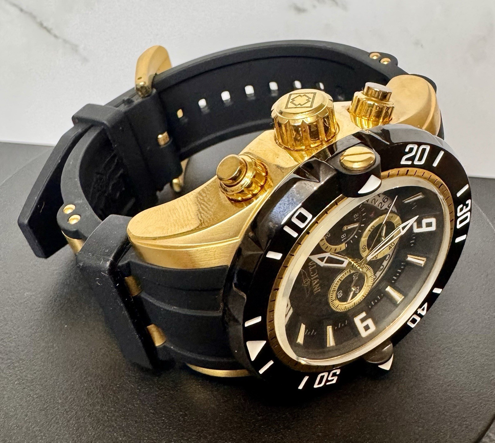 Invicta Pro Diver 23702 Men’s 50mm Chronograph Gold Black Carbon Fiber Watch