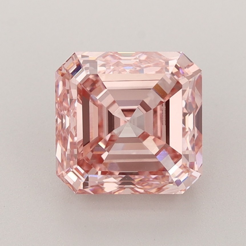 2.60 Cts Fancy Intense Pink Color VS1 Asscher Cut IGI Certified CVD Diamond