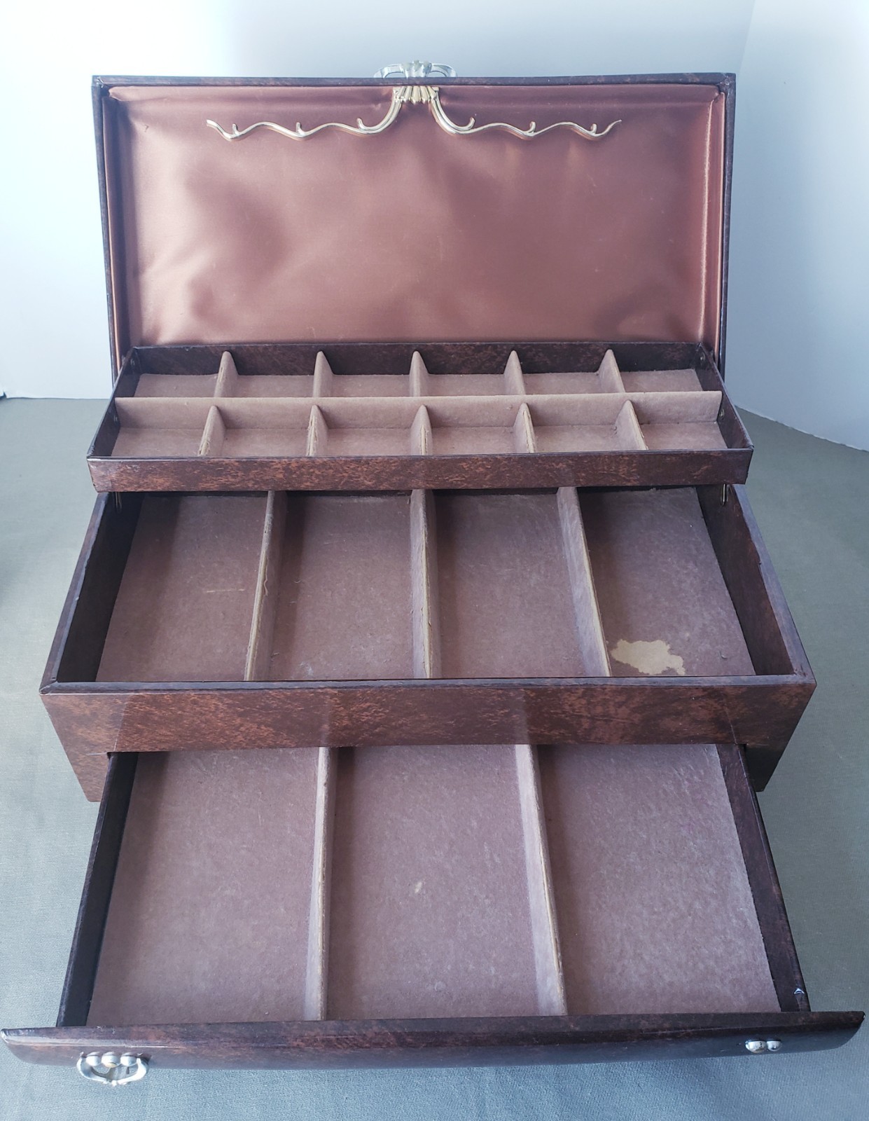 Vintage Lady Buxton Jewelry Box Brown 70’s MADE IN USA