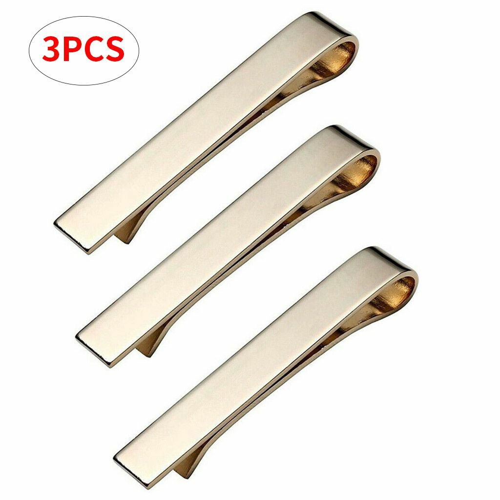 Mens Stainless Steel Tie Clip Necktie Bar Clasp Clamp Pin Gold Black Silver USA