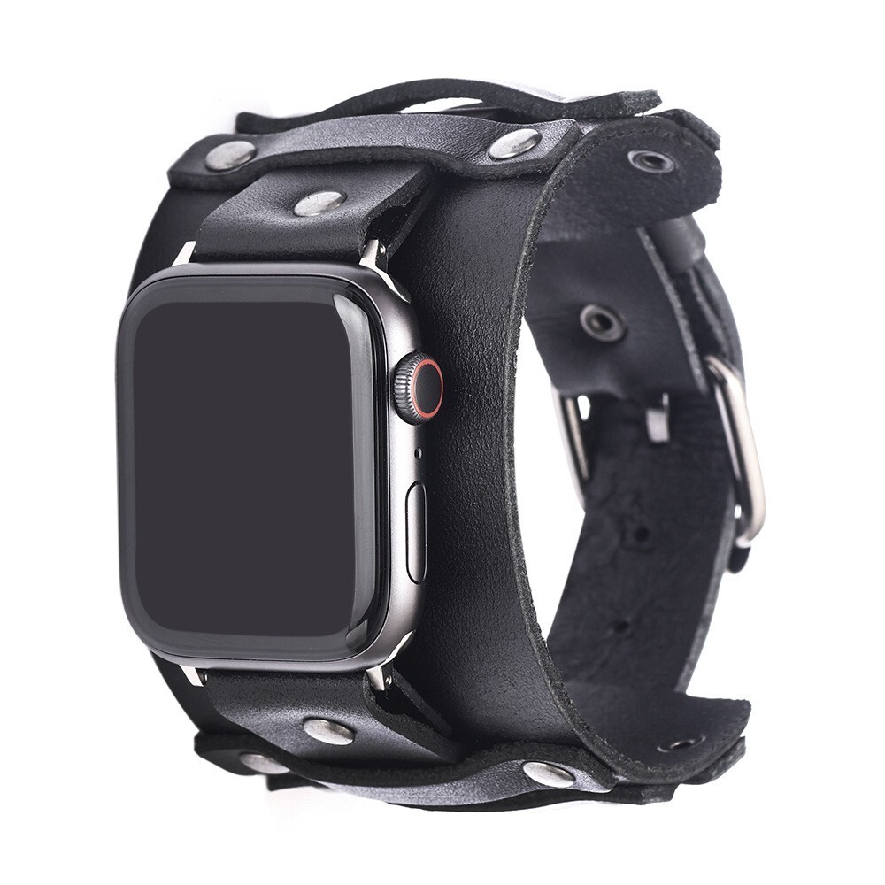 Leather Wide Cuff Band For Apple Watch Serie 8 7 6 5 SE iWatch Strap 38-49mm NEW