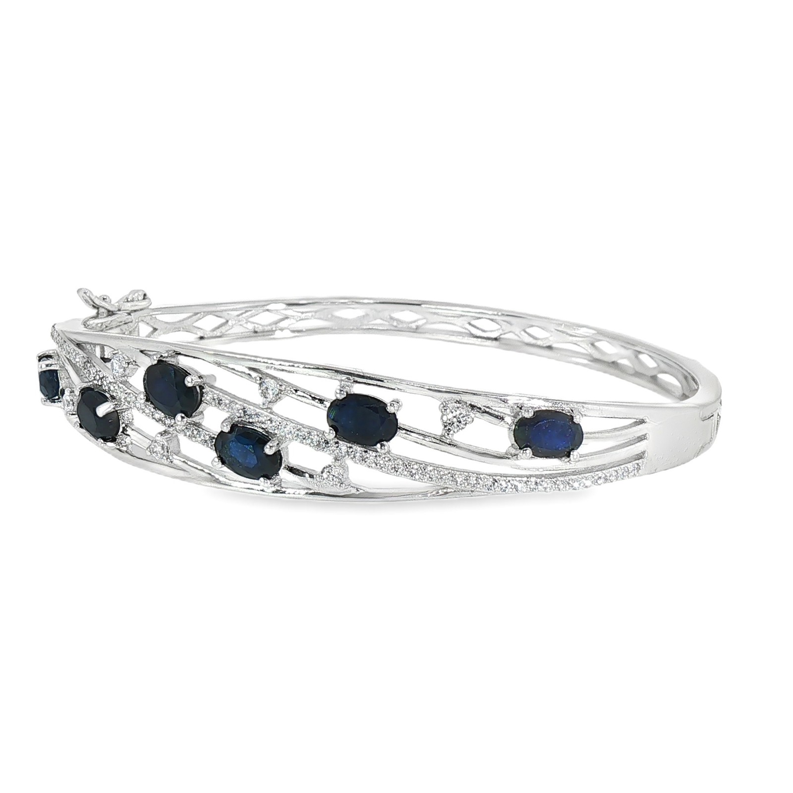 Sapphire Diffusion Gemstone 925 Sterling Silver 62x13mm Bracelet Vivid Blue