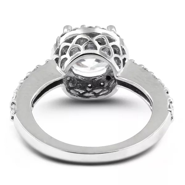Side Stone Engagement Ring 14K Gold Halo 1.99 CT Round Lab-Grown Diamond F SI1