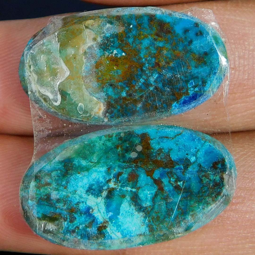 34.15Cts. Natural Blue Unique Azurite Matched Pair Oval Cabochon Loose Gemstone