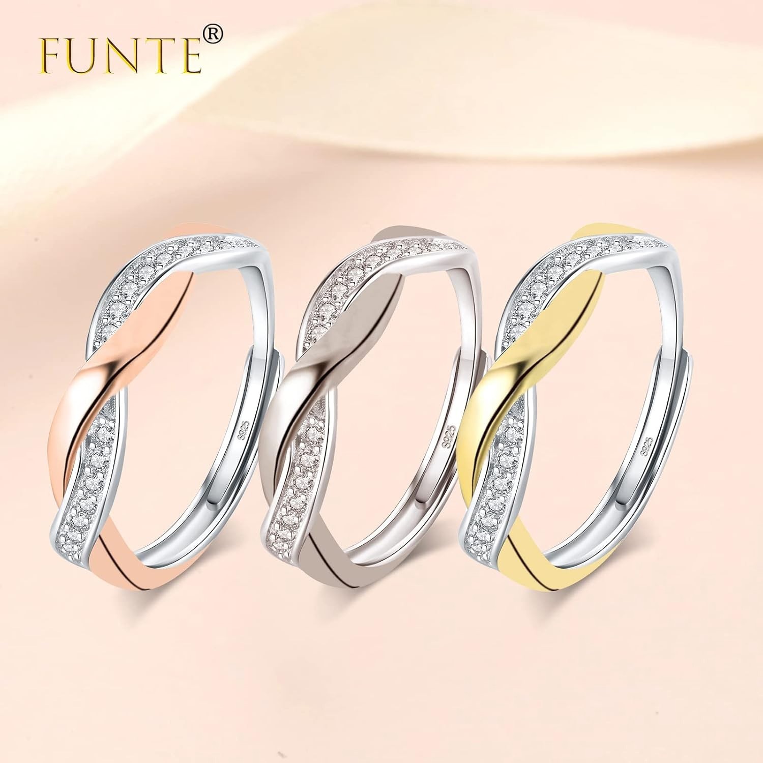Elegant Adjustable 925 Silver Plated Ring – Cubic Zirconia Gift Box Included