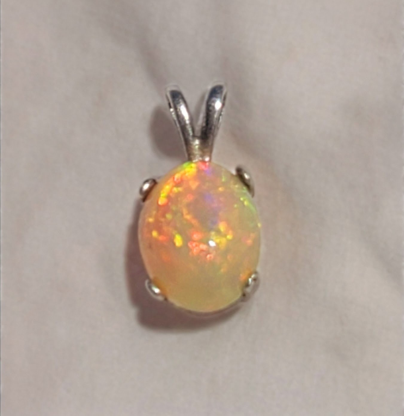Ethiopian Fire Opal Pendant Natural 11X9 / 925 Sterling Silver (SEE DETAILS)