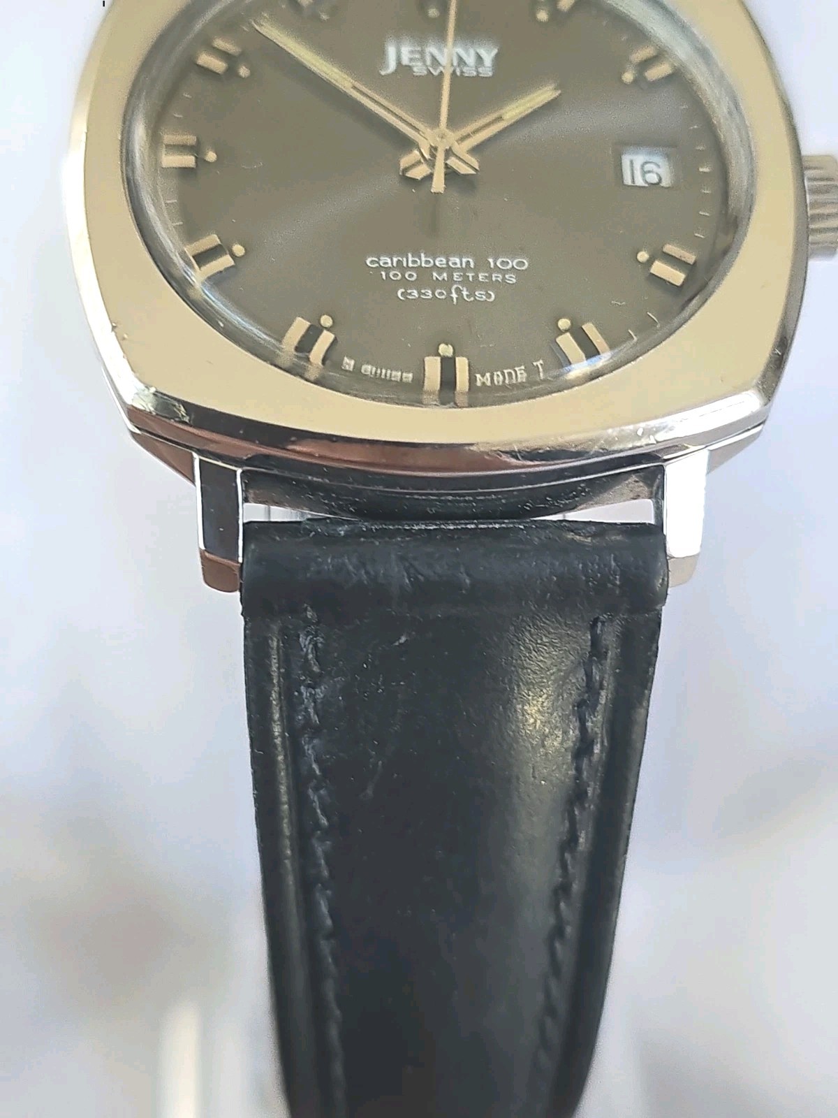 Rare Mens Vintage JENNY SWISS CARIBBEAN 100 ETA 2452 Automatic Wristwatch
