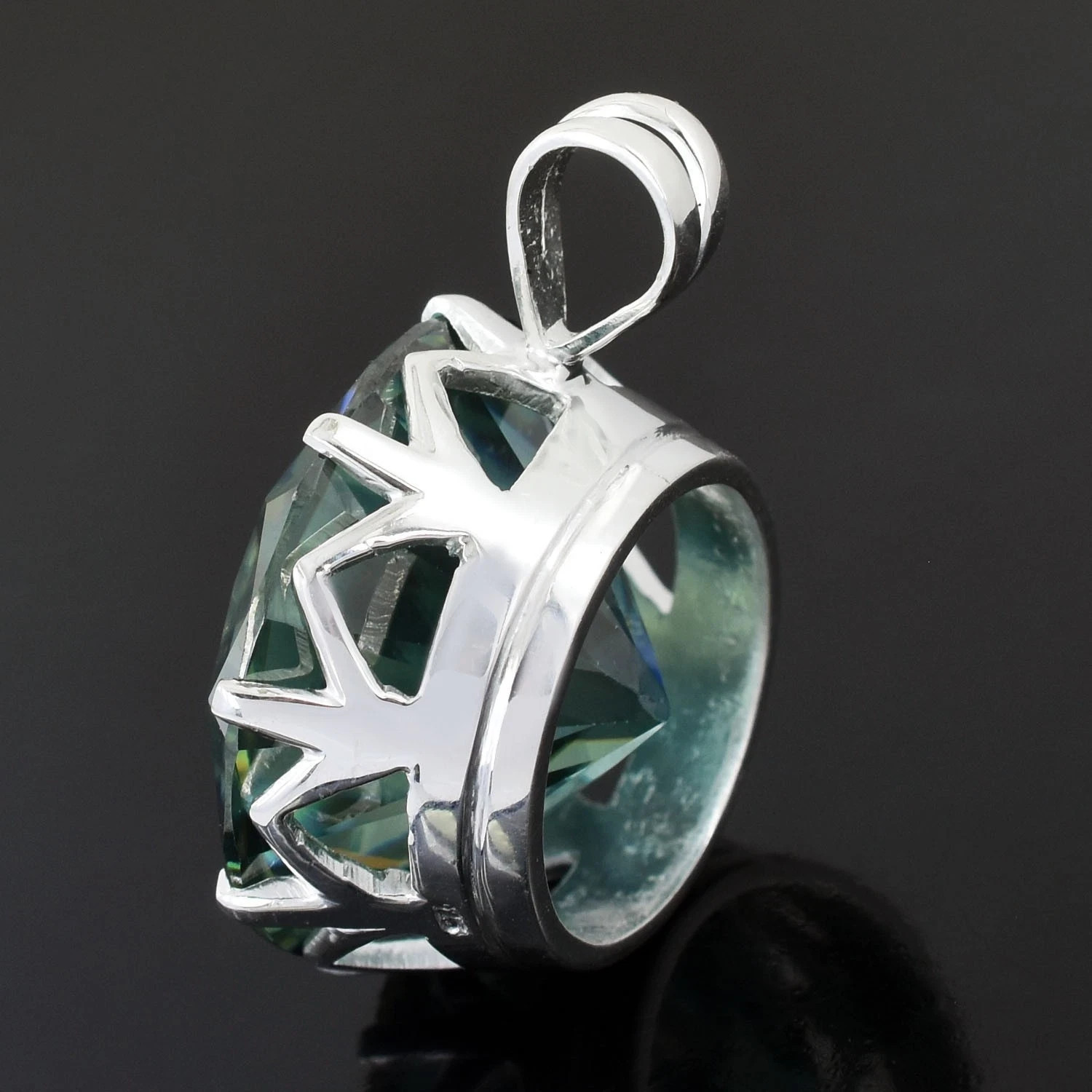 RARE 15.15 Ct Treated Blue Diamond Solitaire Pendant, Amazing Shine,