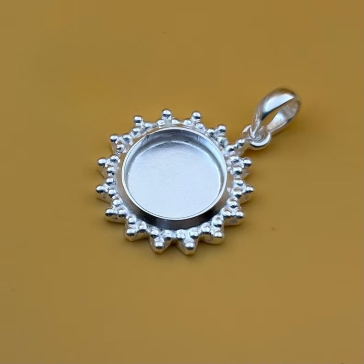 925 Sterling Silver 6mm Round Bezel Cup Pendant Blank DIY Jewelry Setting