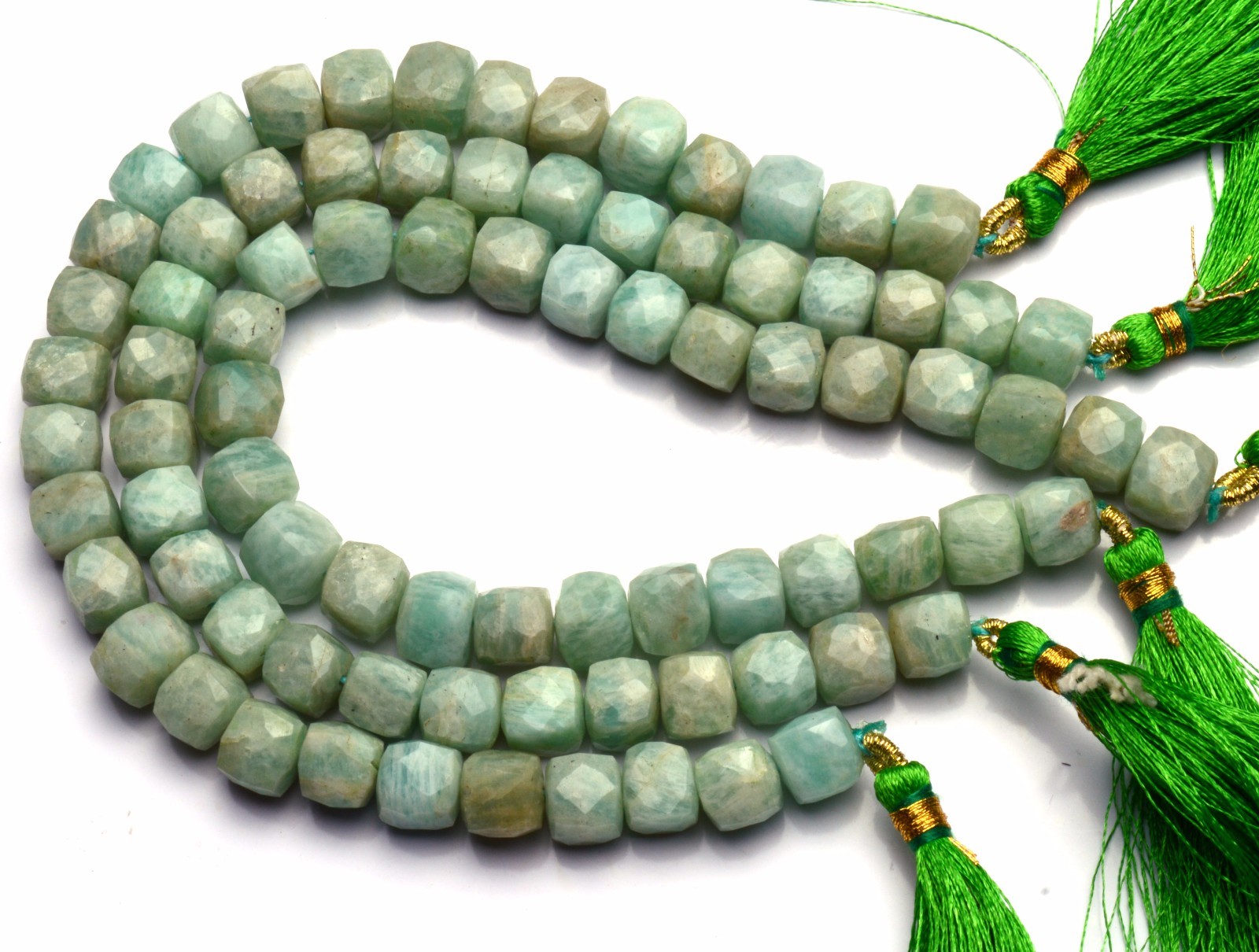 Natural Gemstone Amazonite 8MM Approx. Faceted Cube Beads Strand 8.5″