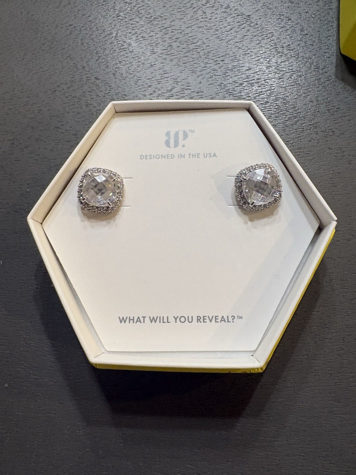 ER35802 Sugar Cube Studs Main Stone: Lab-Created Rhodium Plating