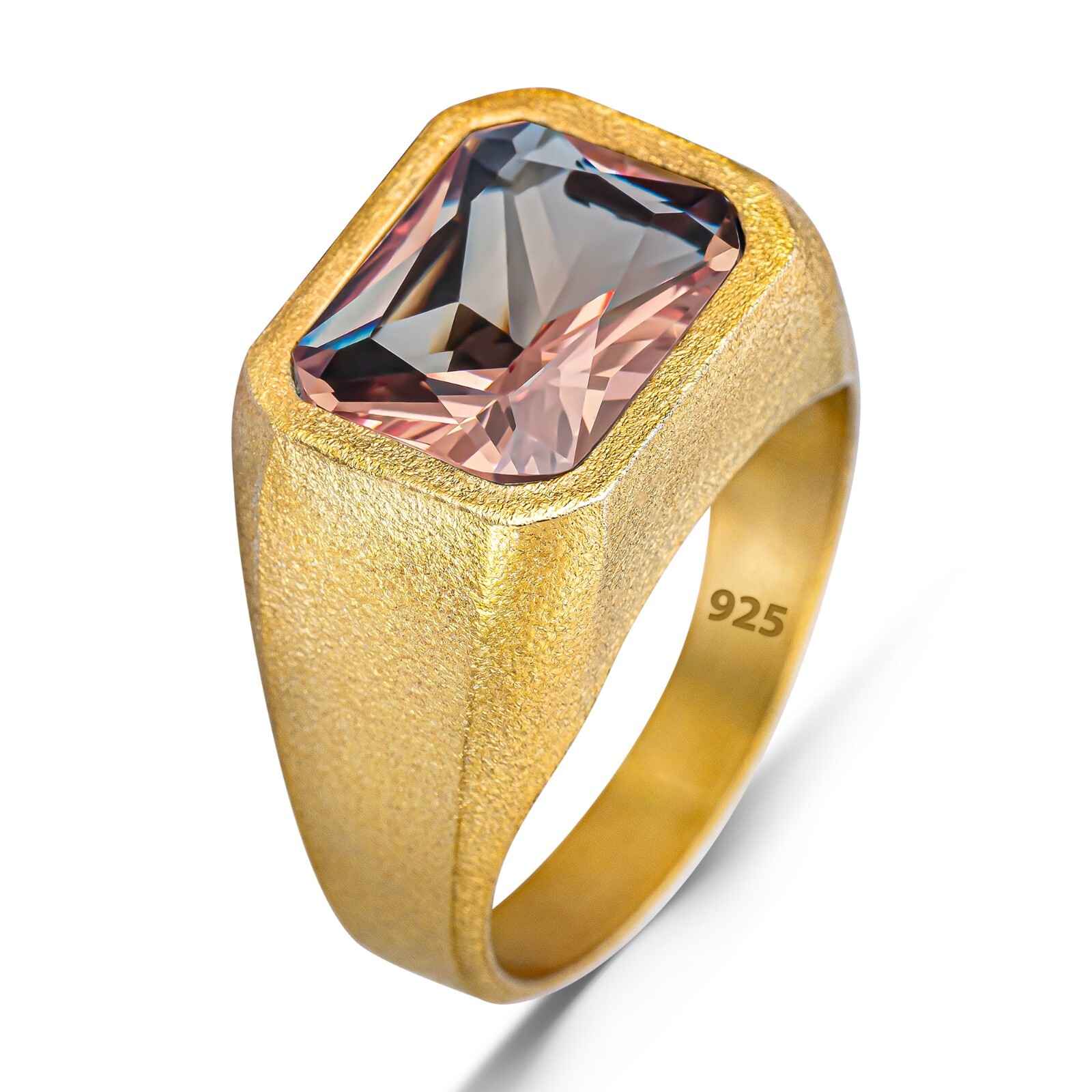 925 Sterling Silver Gold Color Changing Zultanite Stone Alexandrite Mens Ring