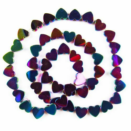 3 Strand 7x2mm Interesting Rainbow Hematite Heart Loose Bead 15.5″