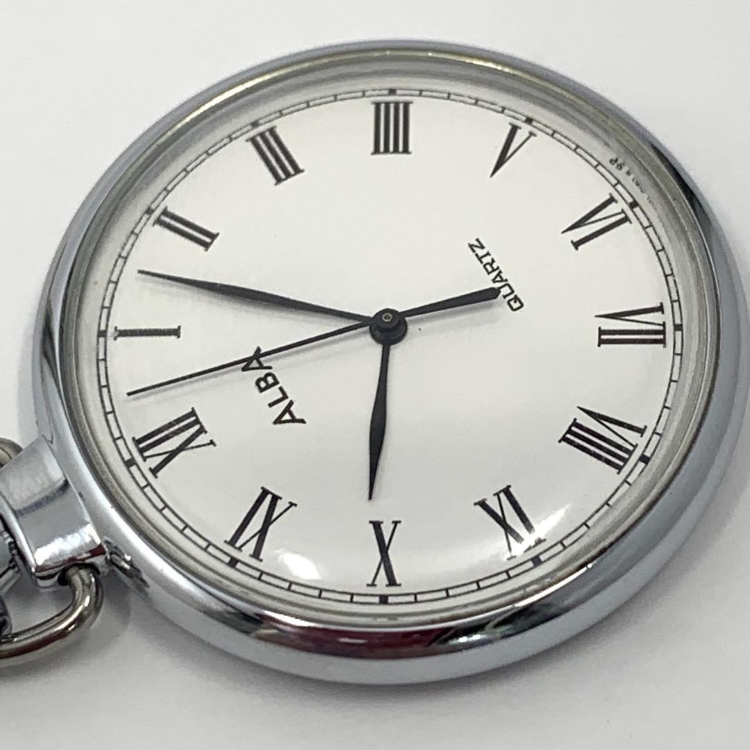 ☘️Battery replaced. 797 SEIKO ALBA Seiko Pocket Watch, Roman Numerals, White