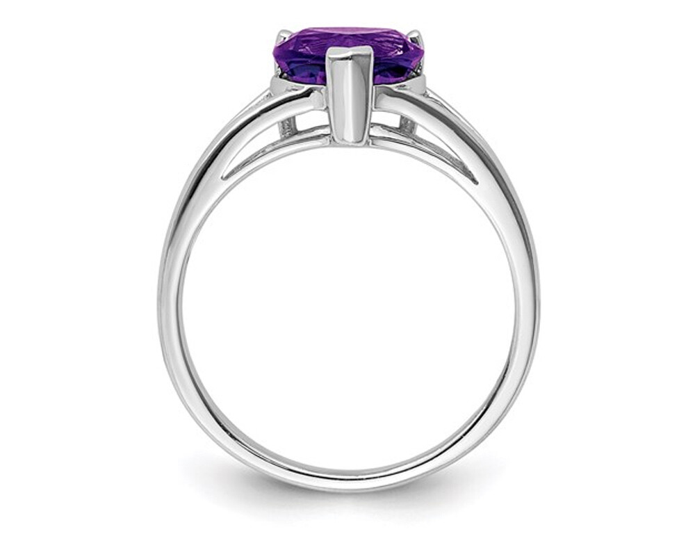 1.40 Carat (ctw) Solitaire Heart Amethyst Promise Ring Carat (ctw) in Sterling S