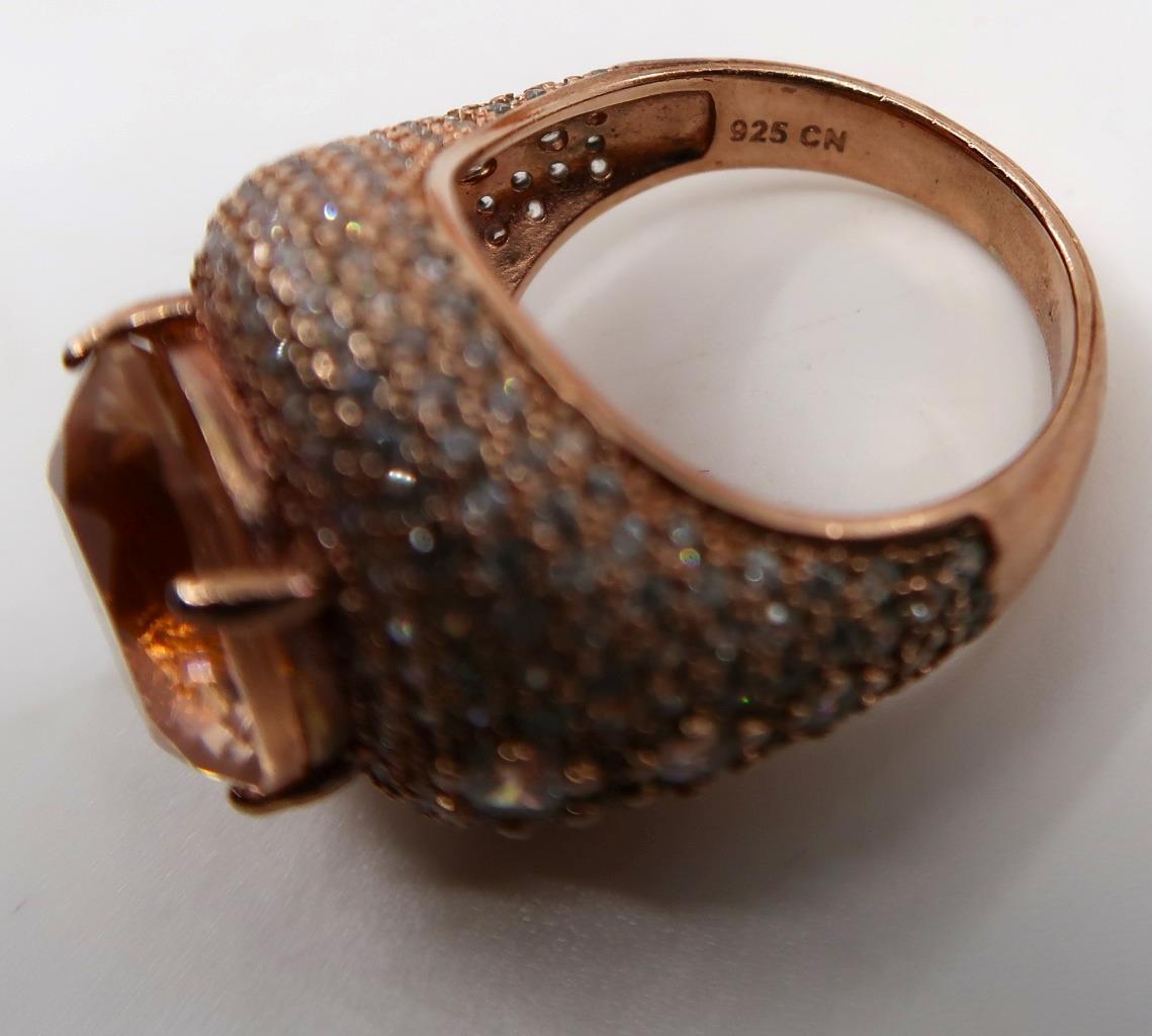 Fuzion Creation FZN Champagne CZ & Sterling Silver Statement Ring, Size 7 1/2