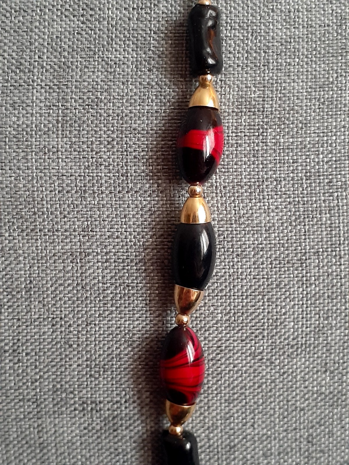 Vintage Lucite Black And Multi color Bead Single strand Necklace