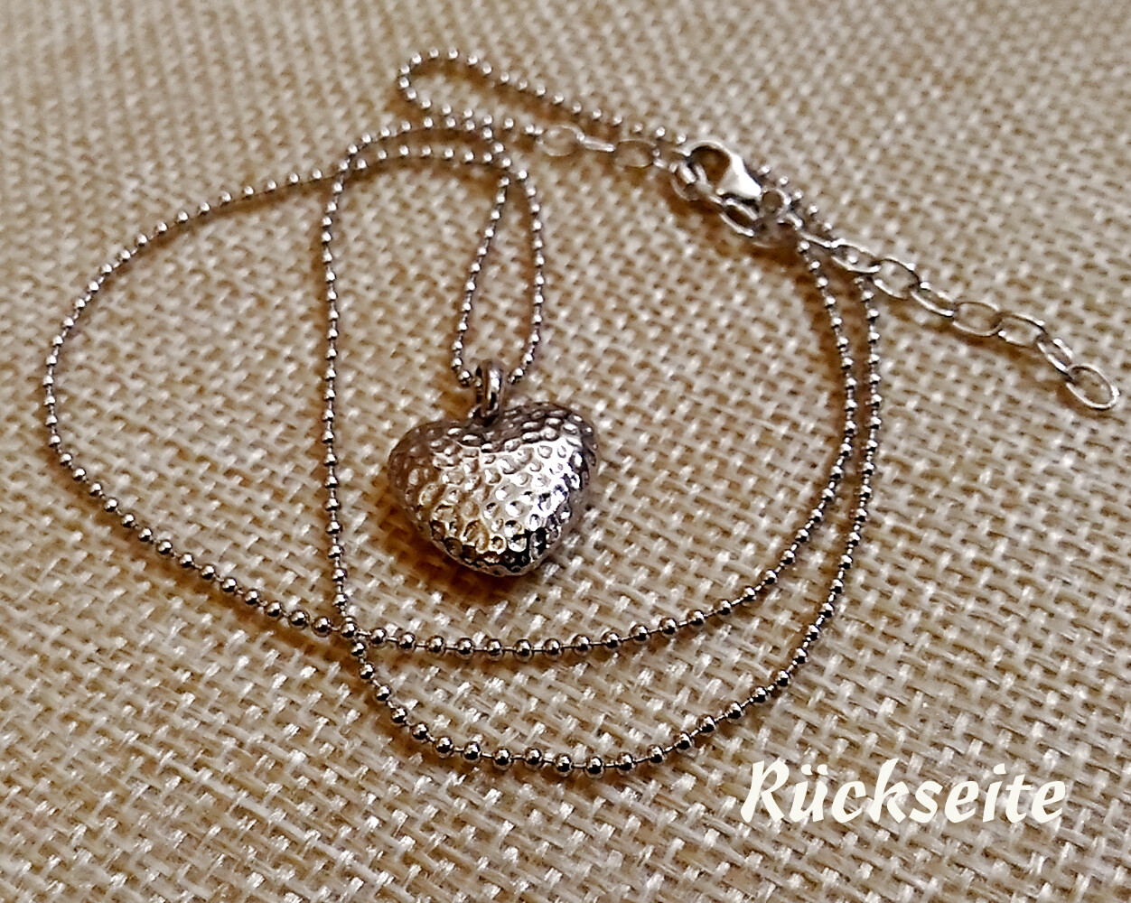 925 ECHT SILBER RHODINIERT 🤍 Herz Collier Kette Kugelkette 42-47 cm