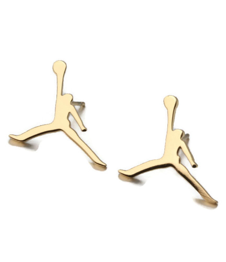 MICHAEL JORDAN STAINLESS STEEL SILVER COLOR GOLD COLOR 2 PAIRS STUD EARRINGS