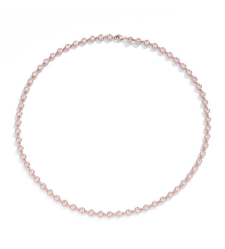 3-4mm Moissanite Tennis Chain Necklace Sweater neck chain 925 Sterling Silver