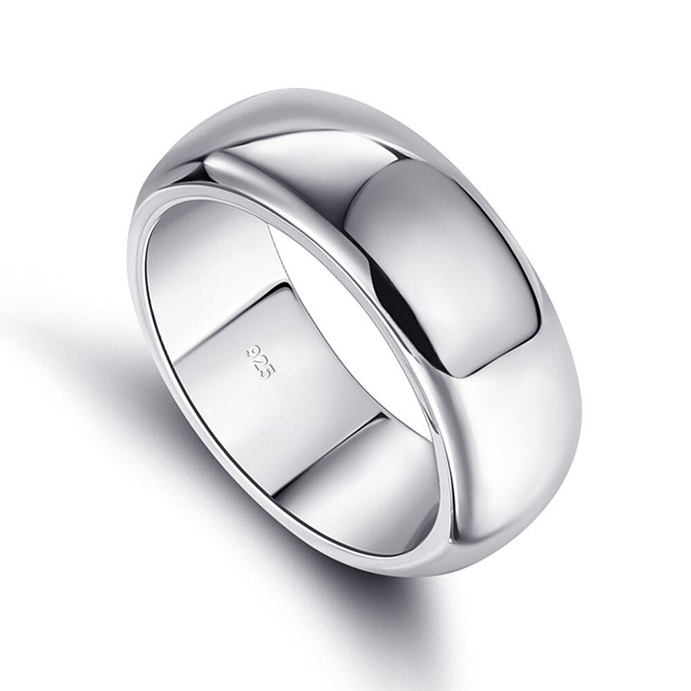 9.5mm 925 Sterling Silver Dome Band Ring Wedding Ring Comfort Fit Men & Women