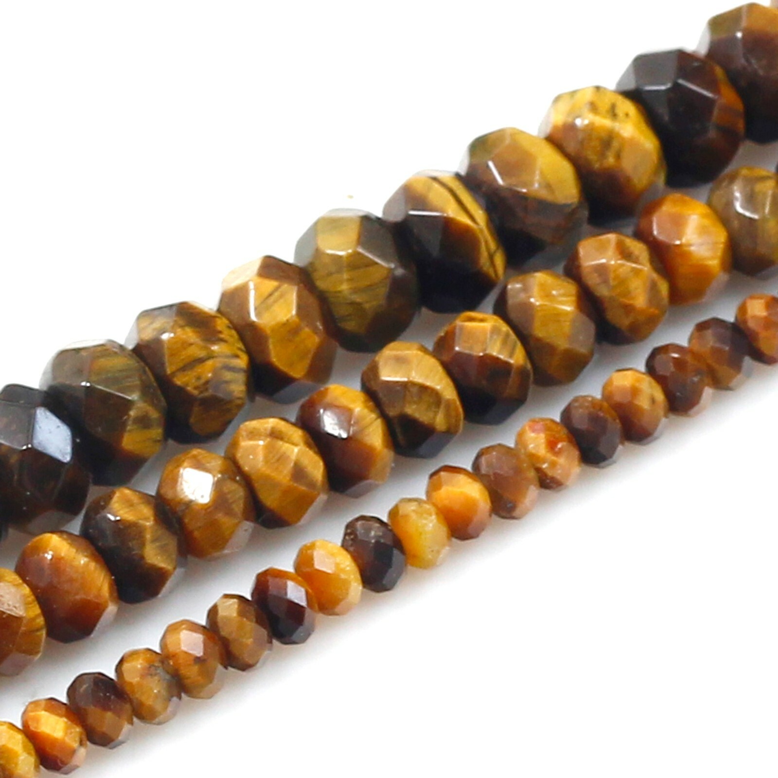 High Quality Yellow Tiger eye Faceted Rondelle Beads 15″ strand 4mm 6mm 8mm 10mm