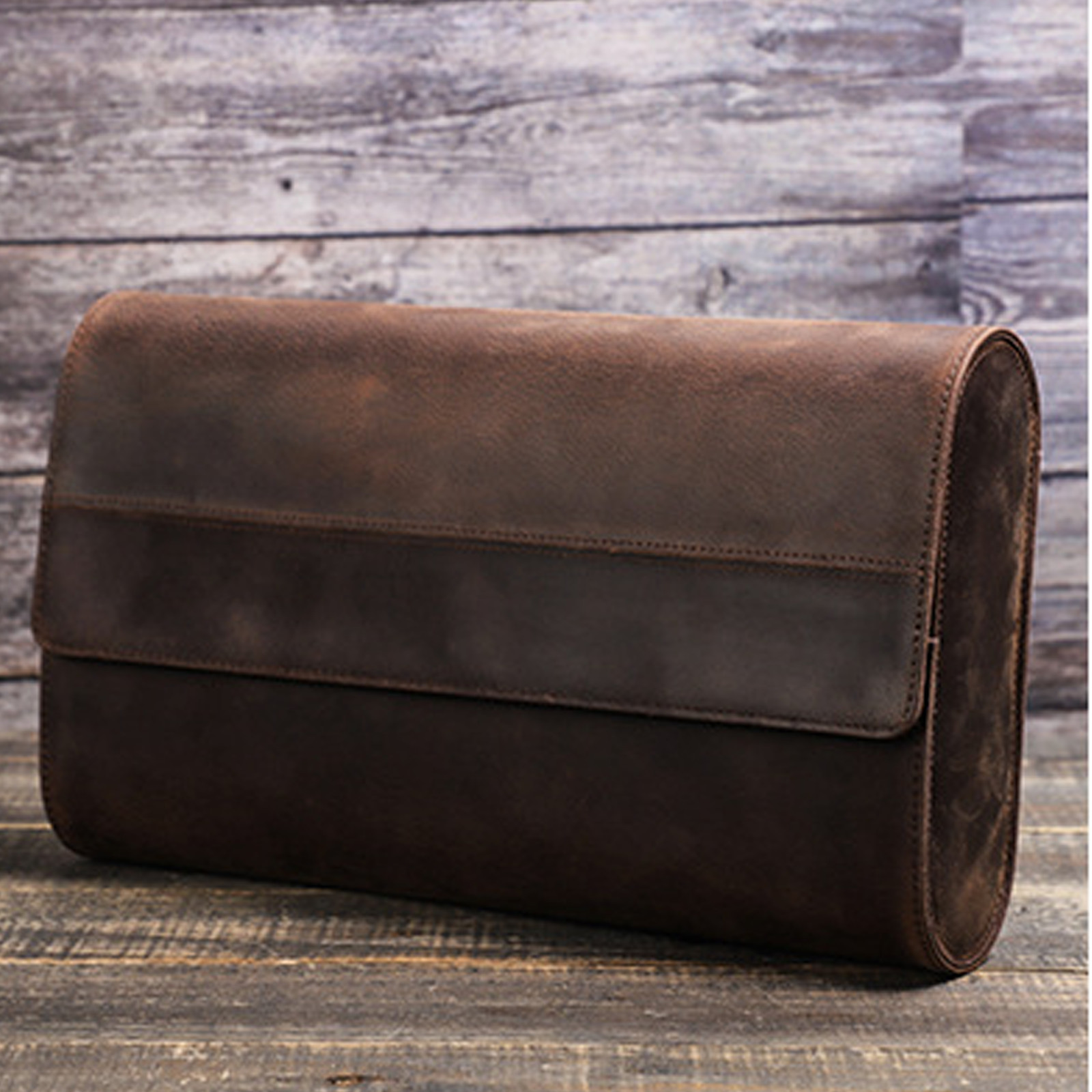 Watch Case Handcrafted Crazy Horse Leather 8 Watch Slot Vintage Organizer Coffee