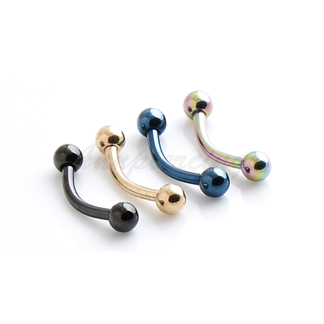 16G 14G 8mm, 10mm Titanium Anodized Curved Barbells Eyebrow Rings Body Piercing