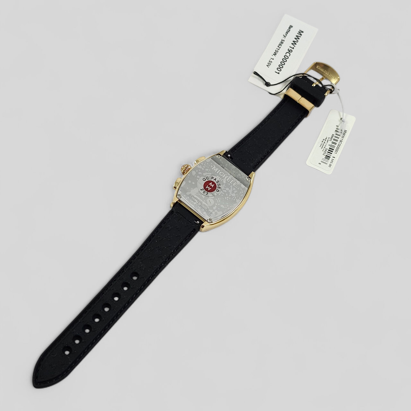 NEW Michele Releve Sport Black & Gold Stainless Watch Silicone Band MWW19C000001