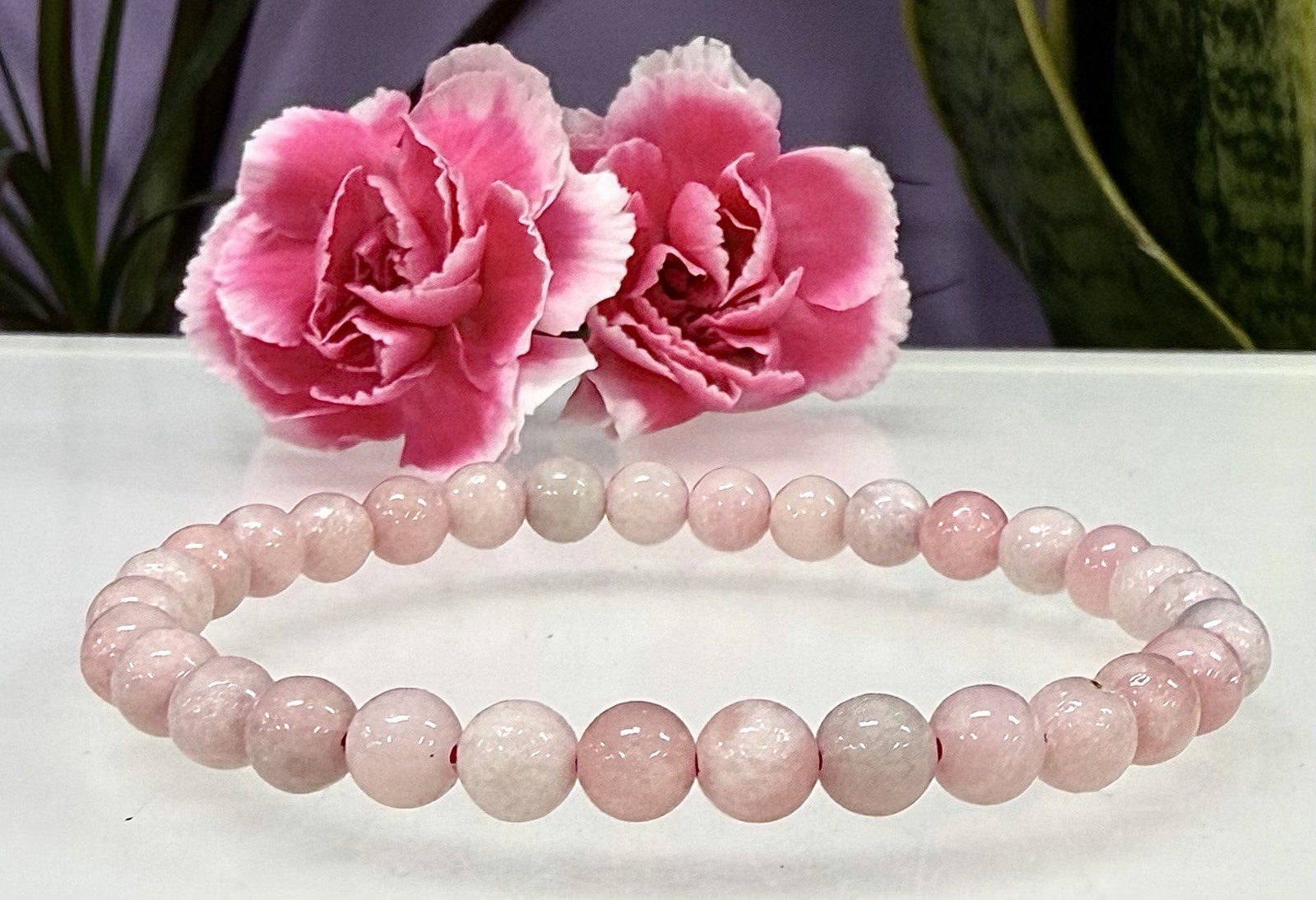 Wholesale Lot 6 Pcs Natural Pink Opal 6mm 7.5” Crystal Healing Stretch Bracelet