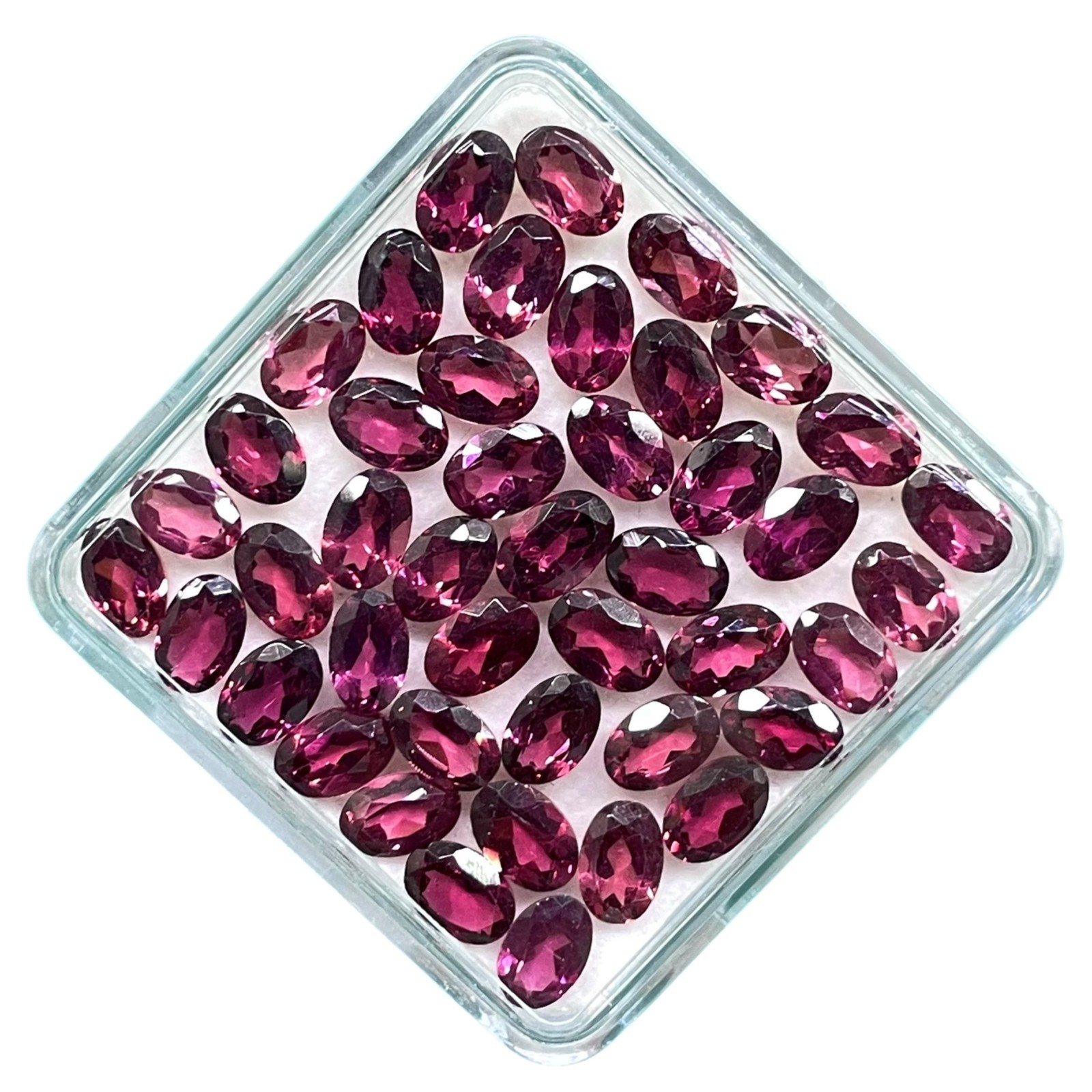 25 Pcs Natural Rhodolite Garnet 6x4mm Oval Cut Loose Untreated Gemstones Lot