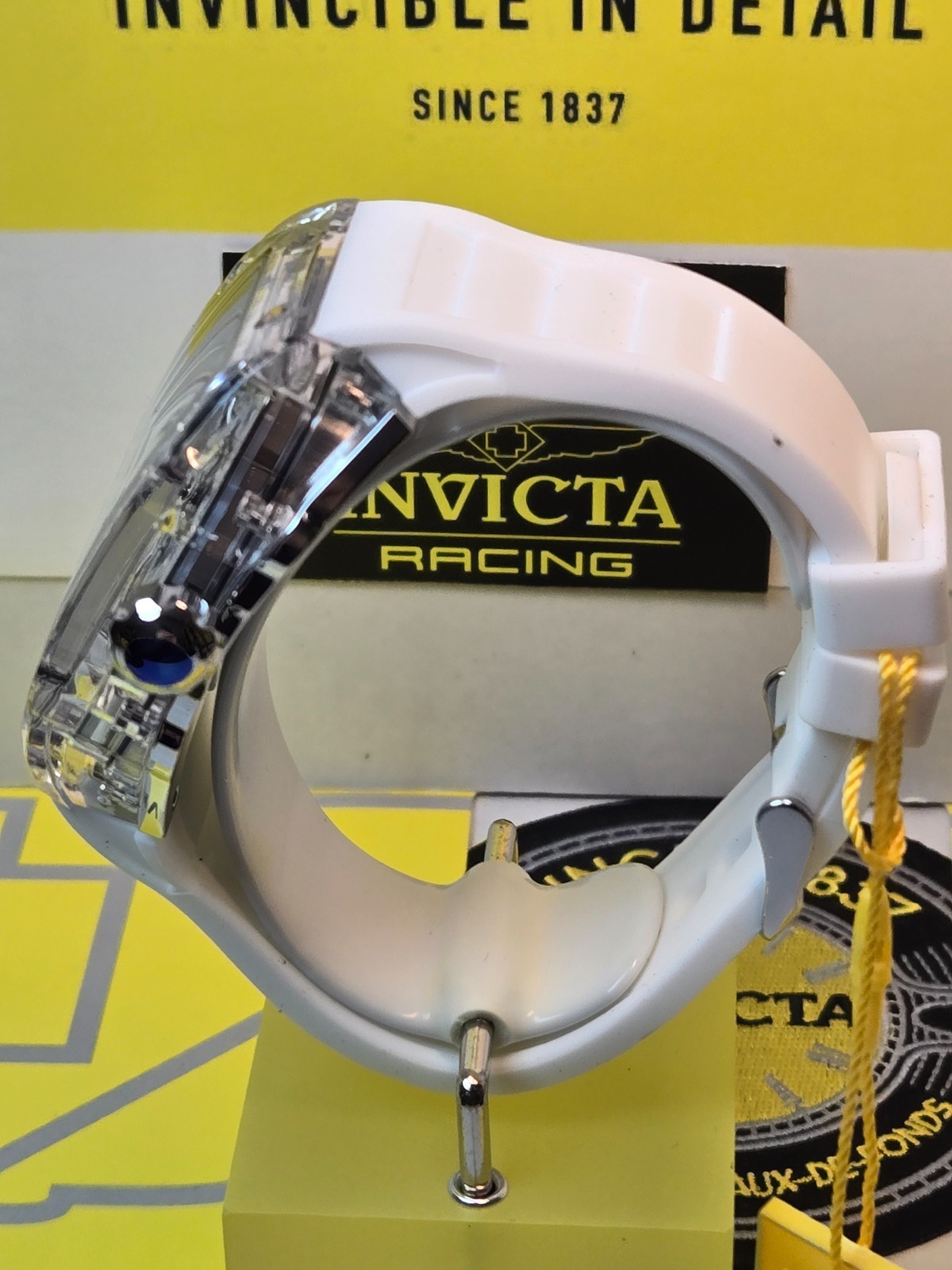Invicta Racing Cyclone Men’s Watch 48.5 mm Smoke Gray /White Silicone Band- NEW!
