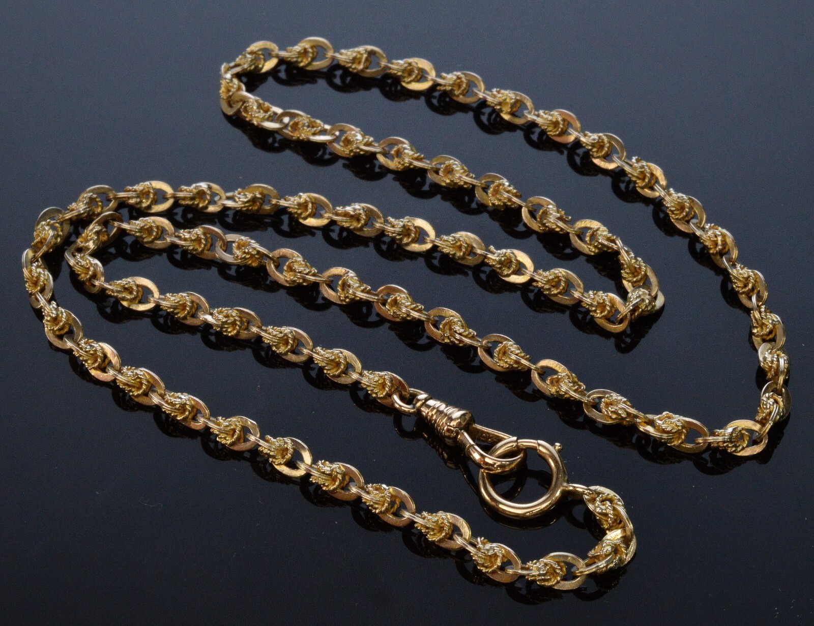 ANTIQUE VICTORIAN 10K GOLD FANCY LINK CHAIN NECKLACE 19 1/2″ C.1890 003873