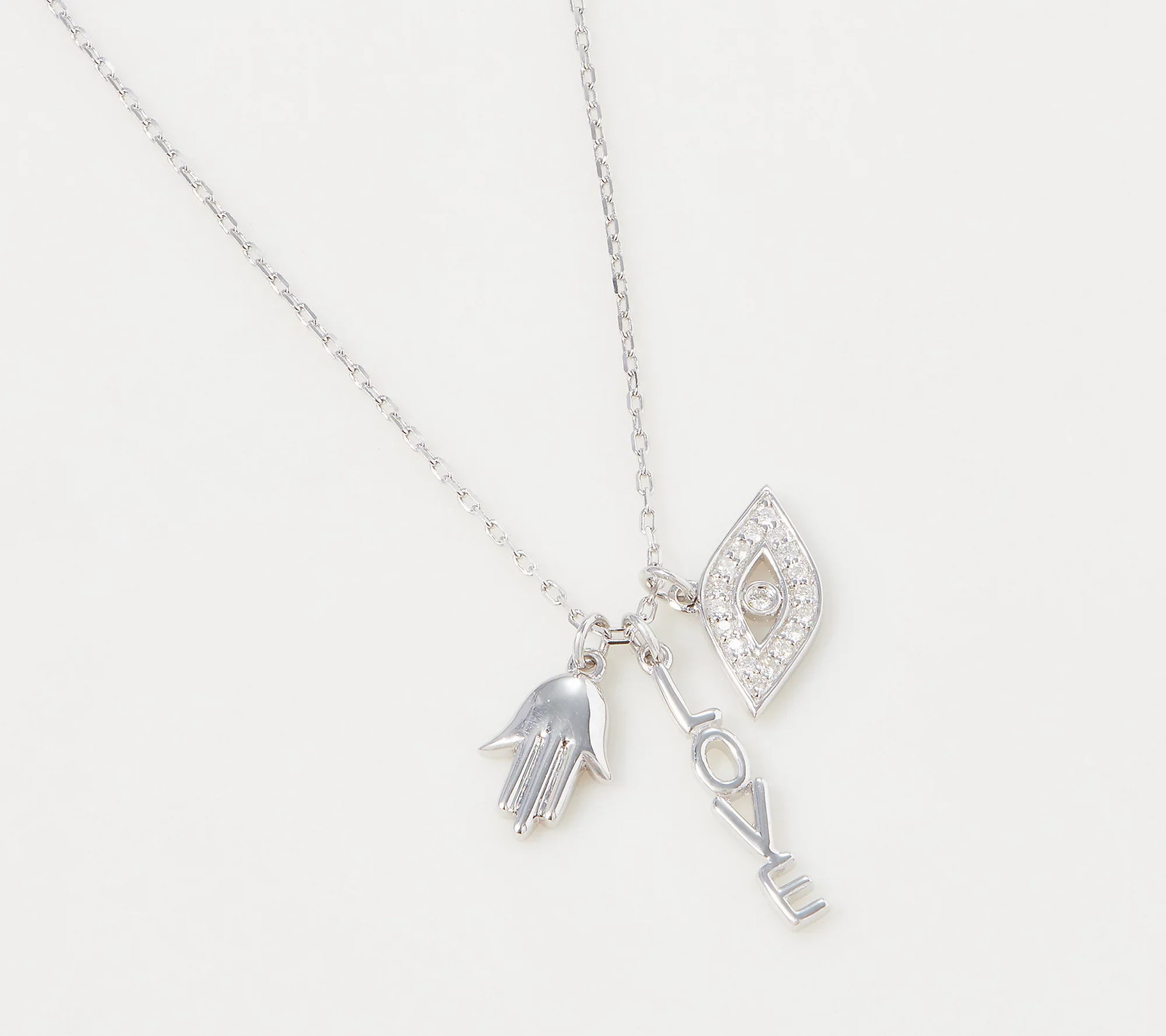 Affinity Sterling Silver Diamond “love” Charm Necklace, 19″L