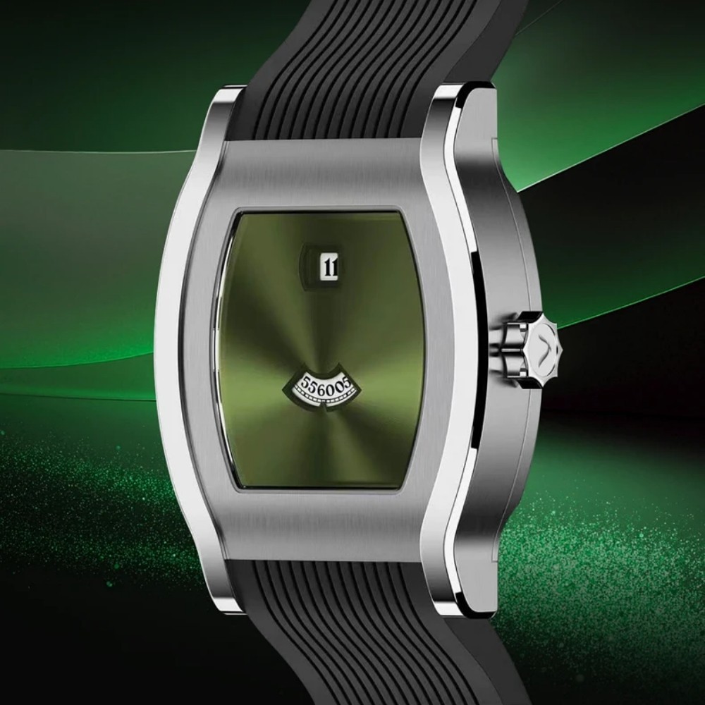 Men Jump Hour Automatic Mechanical Watch Sapphire Glass Rubber Strap Waterproof