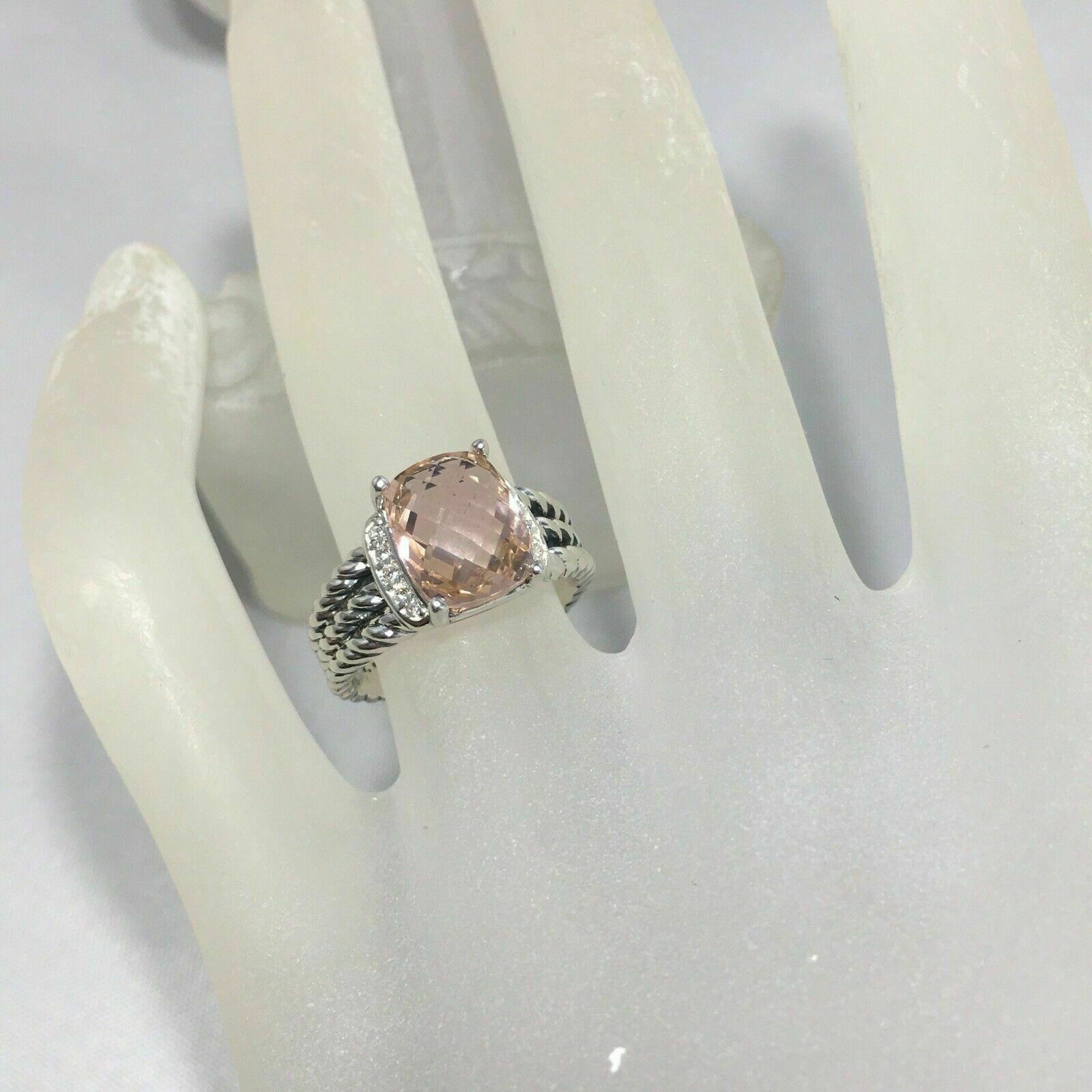 Unique Fancy Engagement Ring 2.30Ct Cushion Cut Morganite 14k White Gold Finish