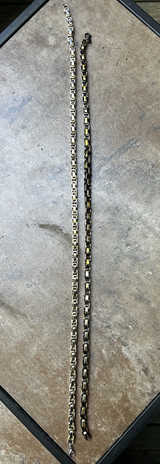 Pair of Stainless Steel Men’s Necklace. 24 and 18. Stamped Stainless Steel. New