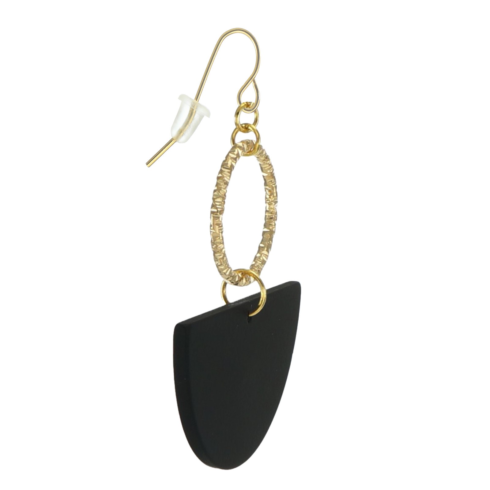 Gold or Silver & Black Acrylic Boho Statement Earrings Hypoallergenic Ear Wires